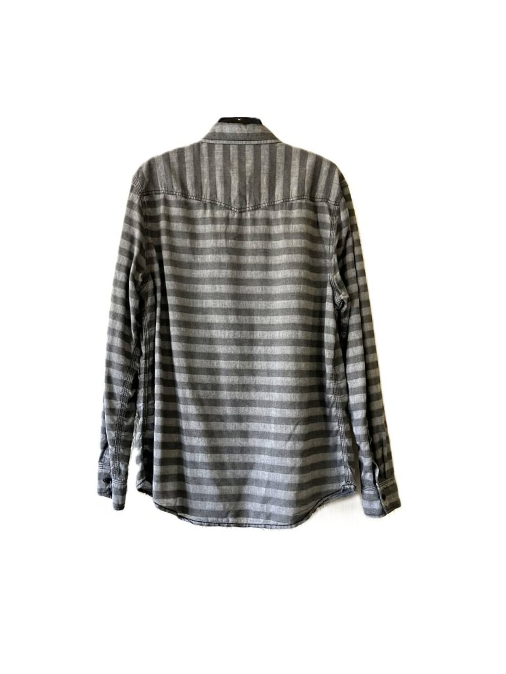 Bar III Men's Long Sleeve Button-Up Shirt - Grey Horizontal Stripe - Size Large - Picture 2 of 12